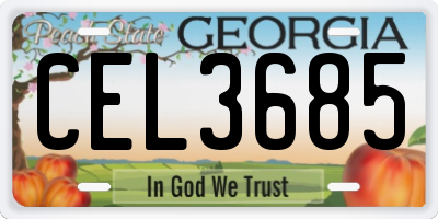 GA license plate CEL3685