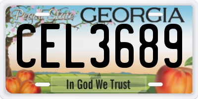 GA license plate CEL3689