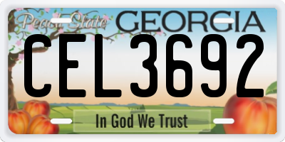 GA license plate CEL3692