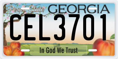 GA license plate CEL3701