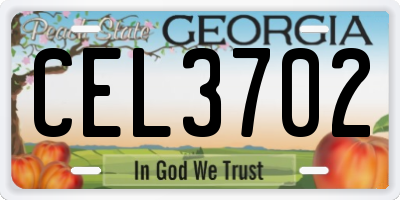 GA license plate CEL3702