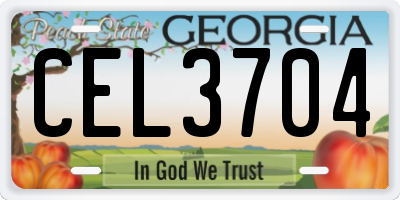 GA license plate CEL3704