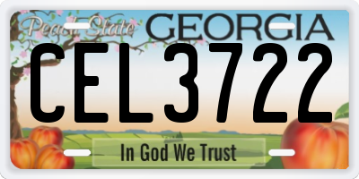 GA license plate CEL3722