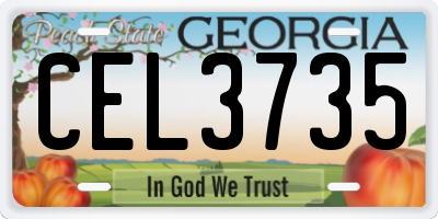 GA license plate CEL3735