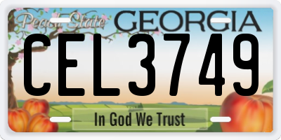 GA license plate CEL3749