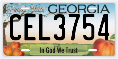 GA license plate CEL3754
