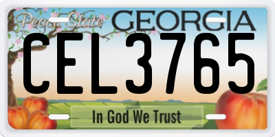 GA license plate CEL3765