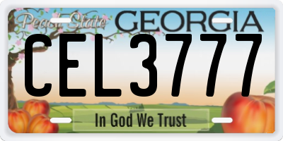 GA license plate CEL3777