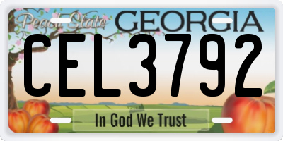 GA license plate CEL3792