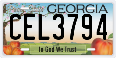 GA license plate CEL3794