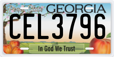 GA license plate CEL3796