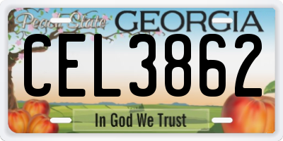 GA license plate CEL3862