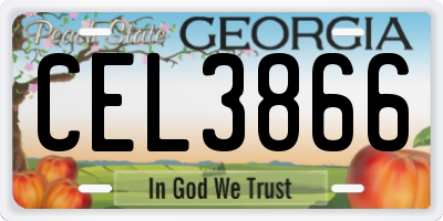 GA license plate CEL3866