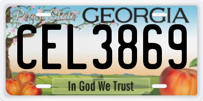 GA license plate CEL3869
