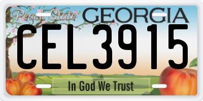 GA license plate CEL3915