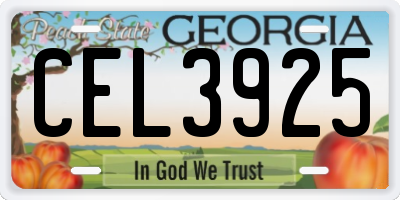 GA license plate CEL3925