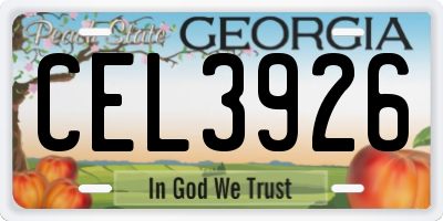GA license plate CEL3926