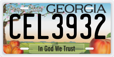 GA license plate CEL3932