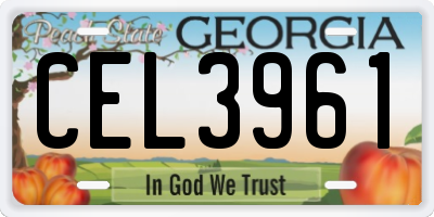 GA license plate CEL3961