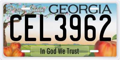 GA license plate CEL3962