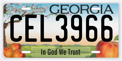 GA license plate CEL3966