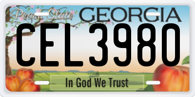 GA license plate CEL3980