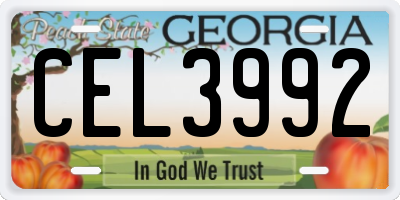 GA license plate CEL3992