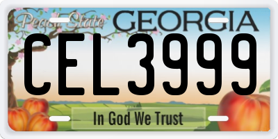 GA license plate CEL3999