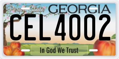 GA license plate CEL4002