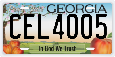 GA license plate CEL4005