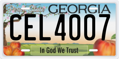GA license plate CEL4007