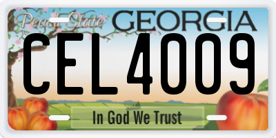 GA license plate CEL4009
