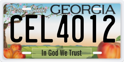 GA license plate CEL4012