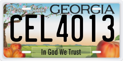 GA license plate CEL4013