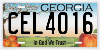 GA license plate CEL4016