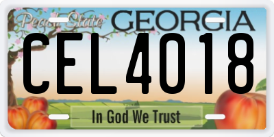 GA license plate CEL4018