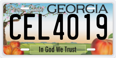 GA license plate CEL4019