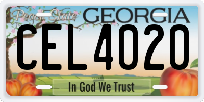 GA license plate CEL4020