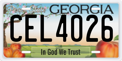 GA license plate CEL4026