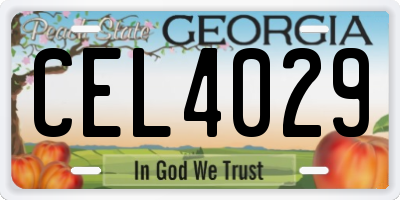 GA license plate CEL4029