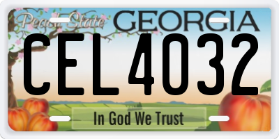 GA license plate CEL4032