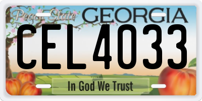GA license plate CEL4033