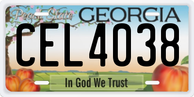 GA license plate CEL4038