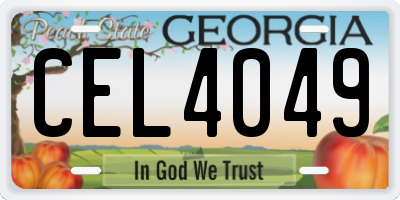 GA license plate CEL4049
