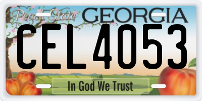 GA license plate CEL4053