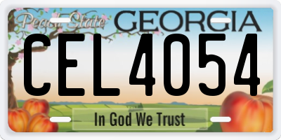 GA license plate CEL4054