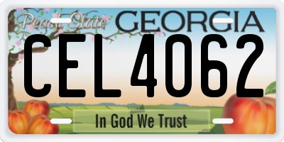 GA license plate CEL4062