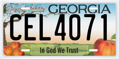 GA license plate CEL4071