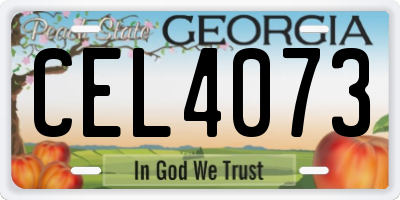 GA license plate CEL4073