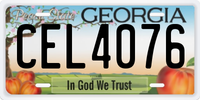 GA license plate CEL4076